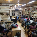 Presentación de A lúa da colleita na libraría Couceiro de Santiago de Compostela. 12 de marzo de 2014. Foto Helena Torres